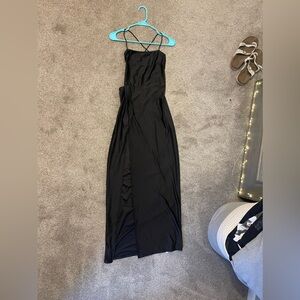 Split Thigh Lace Up Backless Halter Neck Open Back Dress :)